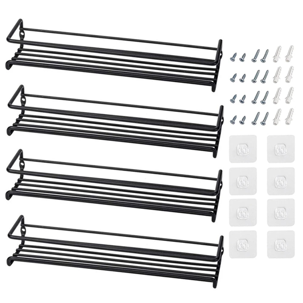 Wall Mounted Spice Rack Matte Black stylized product photo on neutral background